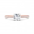 FlyerFit® 14K Pink Gold Shank And White Gold Top Micropave Engagement Ring