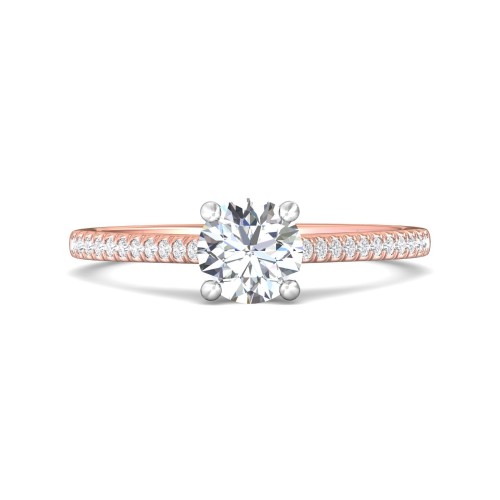FlyerFit&reg; 14K Pink Gold Shank And White Gold Top Micropave Engagement Ring