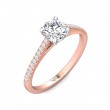 FlyerFit® 14K Pink Gold Shank And White Gold Top Micropave Engagement Ring