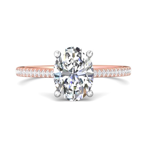 FlyerFit&reg; 18K Pink Gold Shank And White Gold Top Micropave Engagement Ring