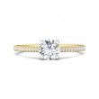 FlyerFit® 18K Yellow Gold Shank And White Gold Top Micropave Engagement Ring