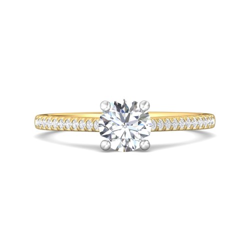 FlyerFit&reg; 18K Yellow Gold Shank And White Gold Top Micropave Engagement Ring