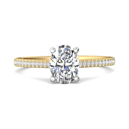 FlyerFit&reg; 14K Yellow and 14K White Gold Micropave Engagement Ring