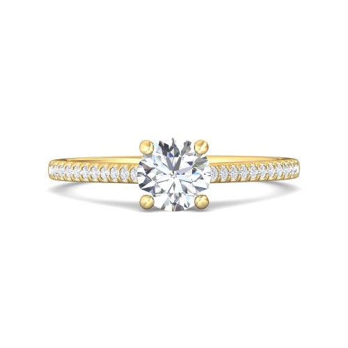 FlyerFit&reg; 18K Yellow Gold Micropave Engagement Ring