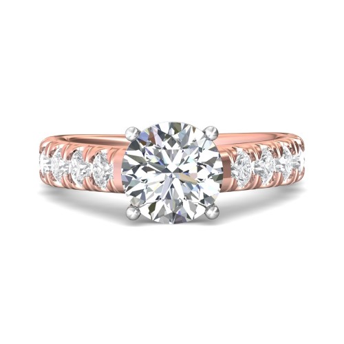 FlyerFit&reg; 18K Pink Gold Shank And White Gold Top Encore Engagement Ring