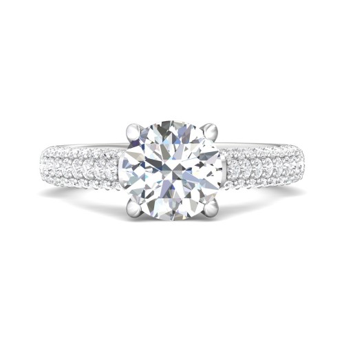 FlyerFit&reg; 14K White Gold Micropave Engagement Ring