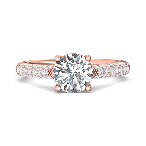 FlyerFit&reg; 14K Pink Gold Micropave Engagement Ring