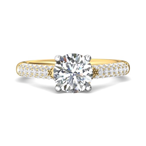 FlyerFit&reg; 18K Yellow Gold Shank And White Gold Top Micropave Engagement Ring