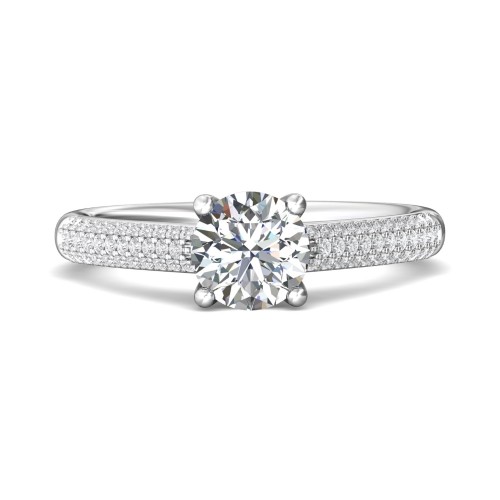 FlyerFit&reg; 18K White Gold Micropave Engagement Ring