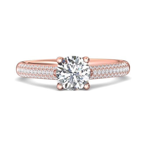 FlyerFit&reg; 14K Pink Gold Micropave Engagement Ring