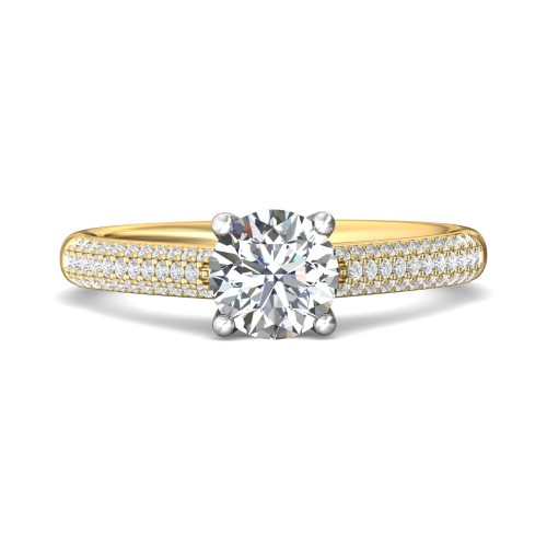 FlyerFit&reg; 18K Yellow Gold Shank And White Gold Top Micropave Engagement Ring