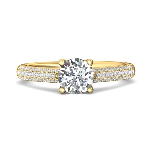FlyerFit&reg; 18K Yellow Gold Micropave Engagement Ring