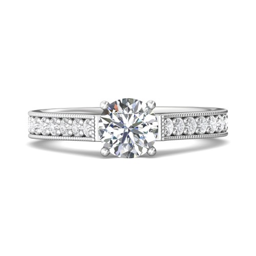 FlyerFit&reg; Platinum Micropave Engagement Ring