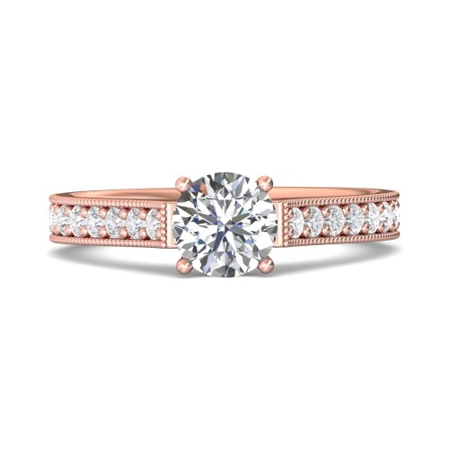 FlyerFit&reg; 18K Pink Gold Micropave Engagement Ring