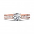 FlyerFit® 18K Pink Gold Shank And White Gold Top Micropave Engagement Ring