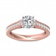 FlyerFit® 18K Pink Gold Shank And White Gold Top Micropave Engagement Ring