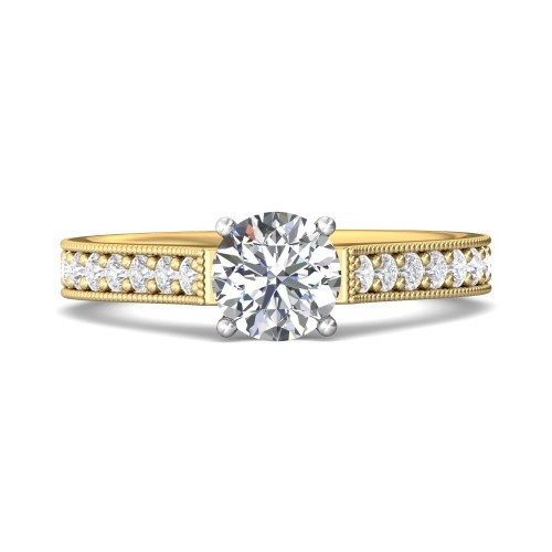 FlyerFit&reg; 14K Yellow and 14K White Gold Micropave Engagement Ring