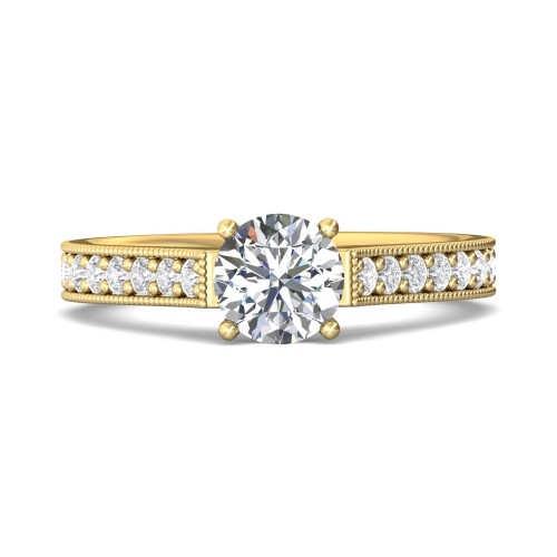 FlyerFit&reg; 18K Yellow Gold Micropave Engagement Ring