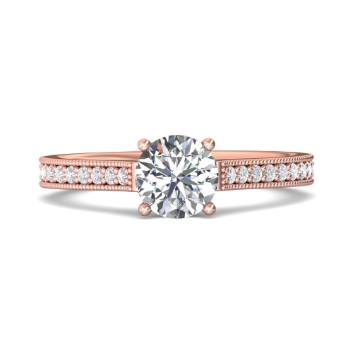 FlyerFit&reg; 18K Pink Gold Micropave Engagement Ring