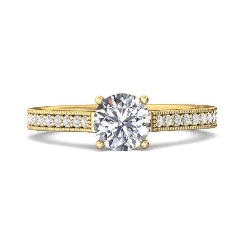 FlyerFit&reg; 18K Yellow Gold Micropave Engagement Ring