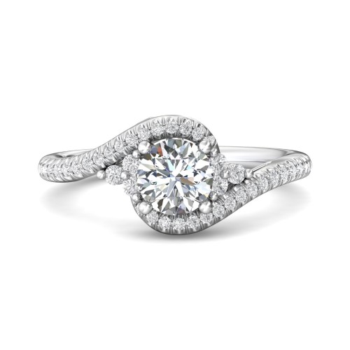 FlyerFit&reg; 18K White Gold Micropave Engagement Ring