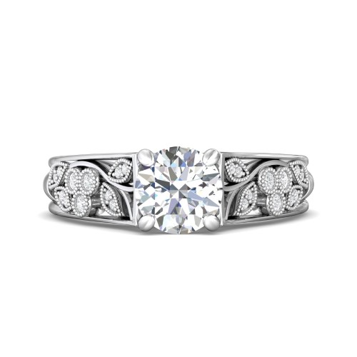 FlyerFit&reg; 14K White Gold Micropave Engagement Ring