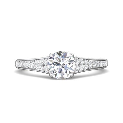 FlyerFit&reg; 14K White Gold Micropave Engagement Ring