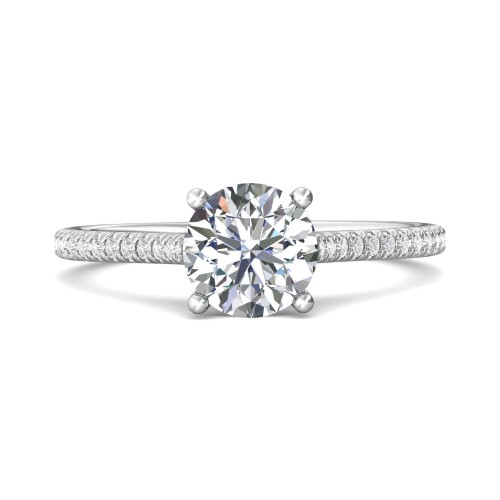 FlyerFit&reg; 18K White Gold Micropave Engagement Ring