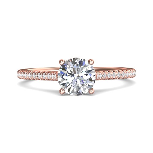 FlyerFit&reg; 14K Pink Gold Micropave Engagement Ring