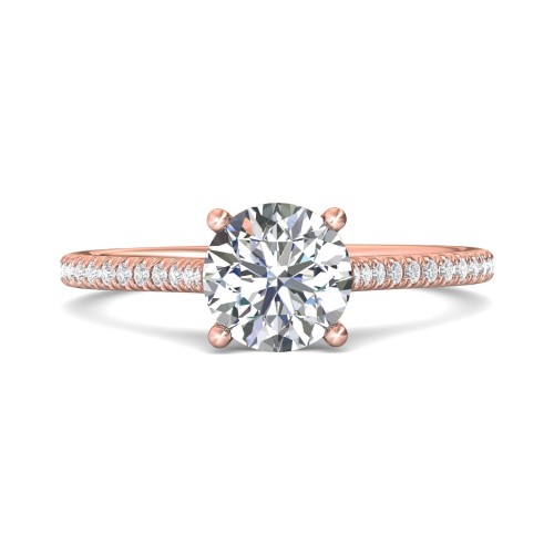 FlyerFit&reg; 18K Pink Gold Micropave Engagement Ring