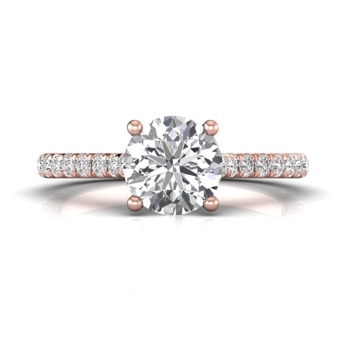 FlyerFit&reg; 18K Pink Gold Micropave Engagement Ring
