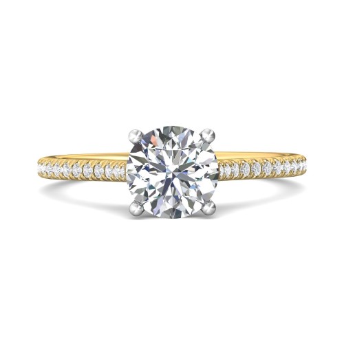 FlyerFit&reg; 14K Yellow and 14K White Gold Micropave Engagement Ring
