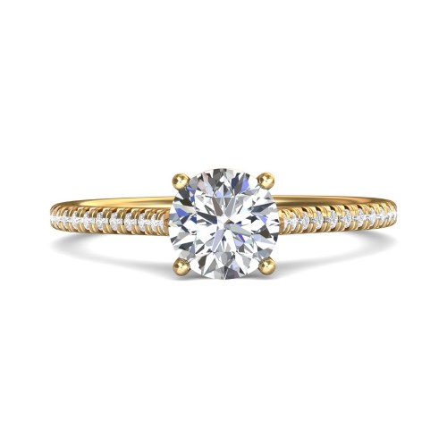FlyerFit&reg; 14K Yellow Gold Micropave Engagement Ring