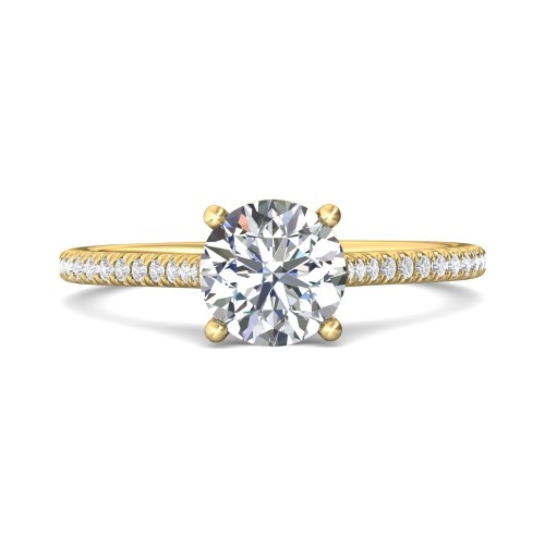 FlyerFit&reg; 18K Yellow Gold Micropave Engagement Ring