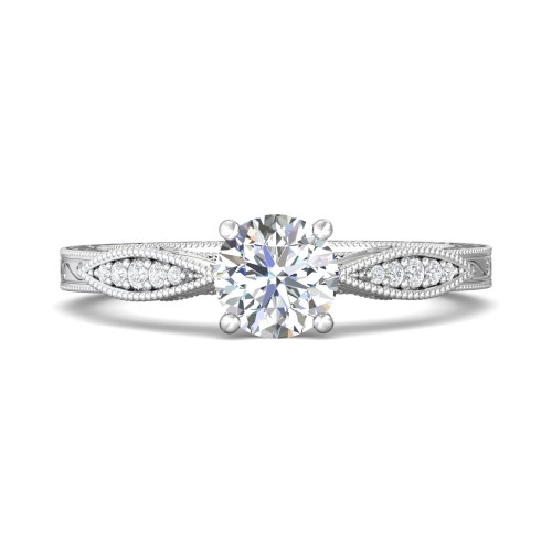 FlyerFit&reg; 14K White Gold Vintage Engagement Ring