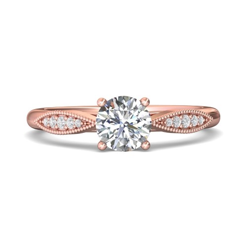 FlyerFit&reg; 14K Pink Gold Micropave Engagement Ring