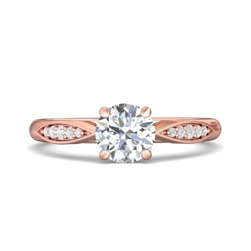 FlyerFit&reg; 14K Pink Gold Micropave Engagement Ring