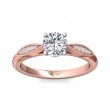 FlyerFit® 18K Pink Gold Shank And White Gold Top Micropave Engagement Ring