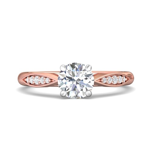 FlyerFit&reg; 18K Pink Gold Shank And White Gold Top Micropave Engagement Ring