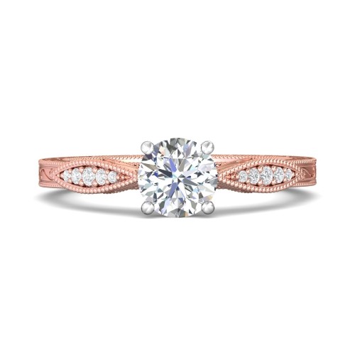 FlyerFit&reg; 14K Pink Gold Shank And White Gold Top Vintage Engagement Ring