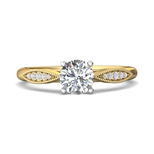 FlyerFit&reg; 14K Yellow and 14K White Gold Micropave Engagement Ring