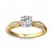 FlyerFit® 18K Yellow Gold Shank And White Gold Top Micropave Engagement Ring