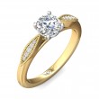 FlyerFit® 18K Yellow Gold Shank And White Gold Top Micropave Engagement Ring