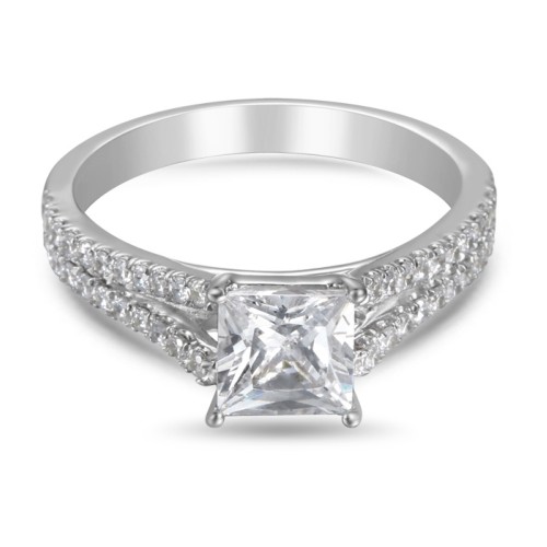 FlyerFit&reg; Platinum Split Shank Engagement Ring
