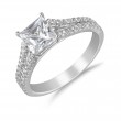 FlyerFit® Platinum Split Shank Engagement Ring