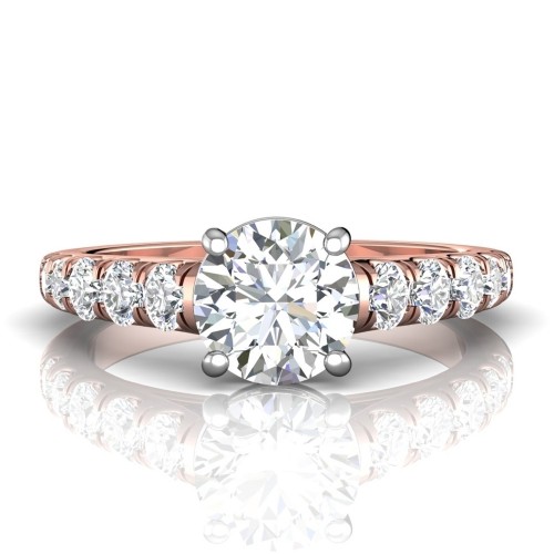 FlyerFit&reg; 18K Pink Gold Shank And White Gold Top Encore Engagement Ring