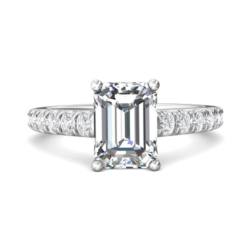 FlyerFit&reg; 18K White Gold Micropave Engagement Ring