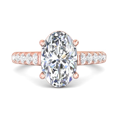 FlyerFit&reg; 18K Pink Gold Micropave Engagement Ring
