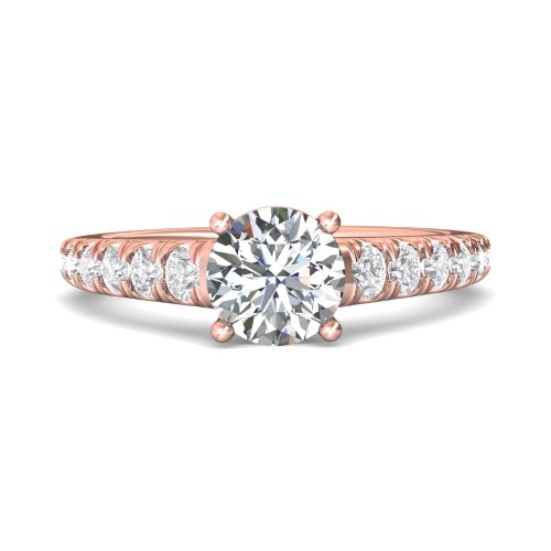 FlyerFit&reg; 14K Pink Gold Micropave Engagement Ring