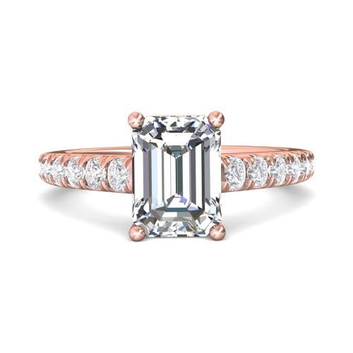 FlyerFit&reg; 18K Pink Gold Micropave Engagement Ring